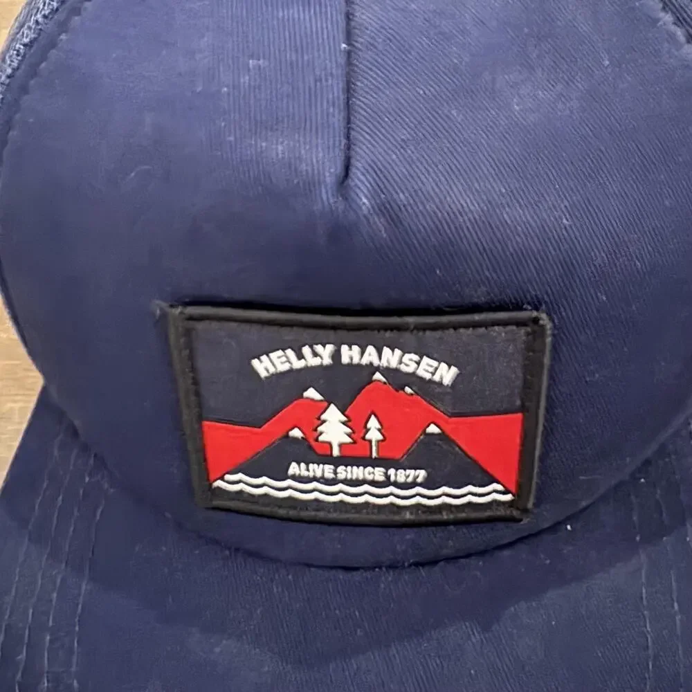 Helly Hansen Hat Cap Snap Back Navy Blue Mesh Trucker Patch Outdoor‎ Mens